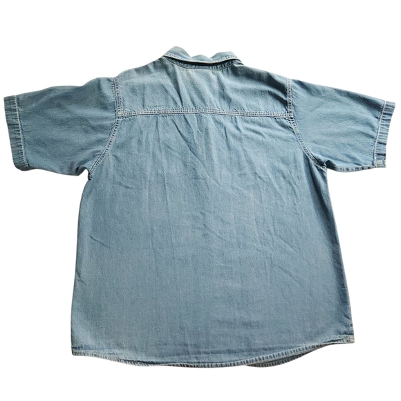 Vintage Snoopy Peanuts Chambray Denim Button Up Pocket Shirt 14w/16w - Picture 2 of 7